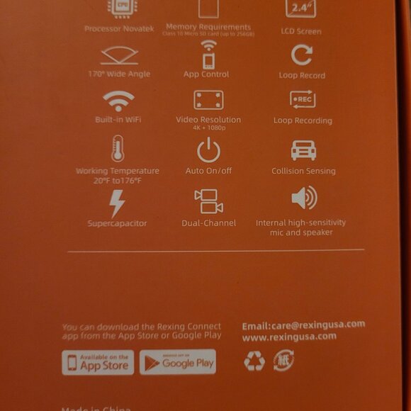 🎁GREAT GIFT🎁 NEW IN BOX REXING V1P 4K Dual Dash Cam 4K+1080p/Wi-Fi/Memory Card - Picture 3 of 6